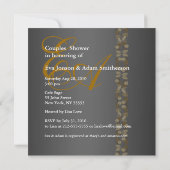 Brautpaare Dusche Einladung Grau Gold Leaf (Rückseite)