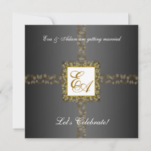 Brautpaare Dusche Einladung Grau Gold Leaf