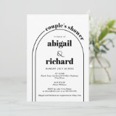 Brautpaare-Dusche mit schwarz-weißem Bogen Einladung (Stehend Vorderseite)