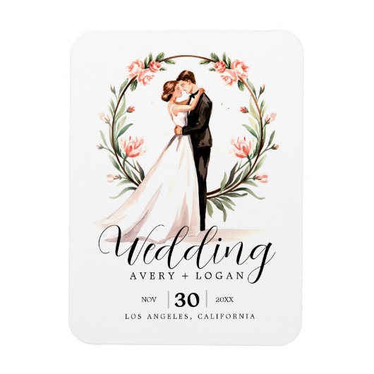 Brautpaare mit Aquarellfarbenehmung Magnet (Vertikal)