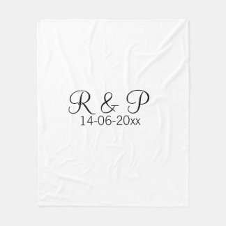 Brautpaarname Monogramm Datum Jahr Hochzeit Romant Fleecedecke