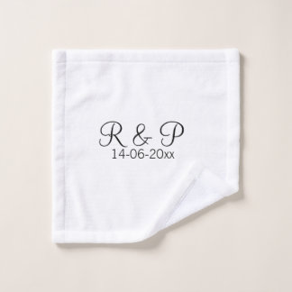 Brautpaarname Monogramm Datum Jahr Hochzeit Romant Waschlappen