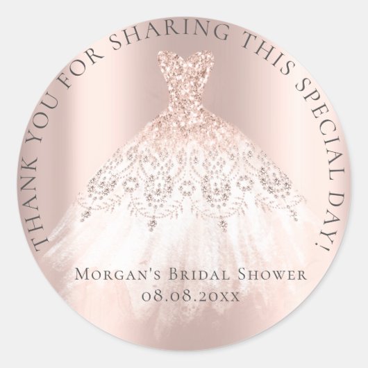 Brautparty 16. Danke Glitzer Pink Rose Runder Aufkleber (Vorderseite)
