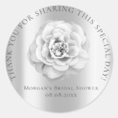 Brautparty 16. Dankeschön Rose Gray Silver Runder Aufkleber (Vorderseite)