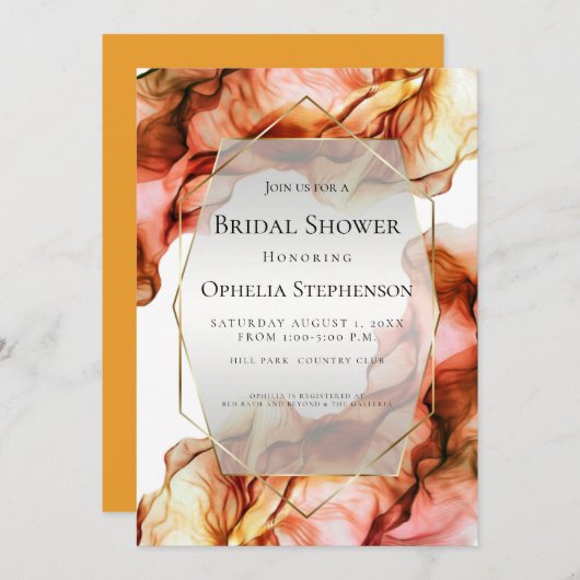 Brautparty | Abstrakte Herbstfarbe 2 Einladung (Vorne/Hinten)