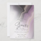 Brautparty | Abstrakter Misty Pum Marmor Einladung (Vorderseite)