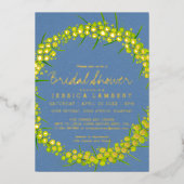 Brautparty Acacia Gelbe Kunst Blume Folieneinladung (Vorderseite)