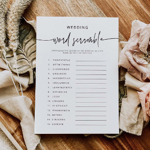 Brautparty Activity Card Word Scramble Game Einladung