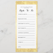 Brautparty Advertise Card Goldene Foil Paradies Co Hinweiskarte (Vorderseite)