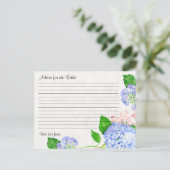 Brautparty Advice Bride Blue Hydrangea Floral Postkarte (Stehend Vorderseite)