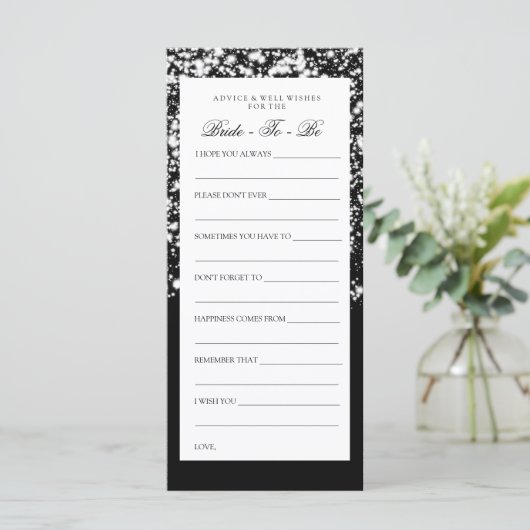 Brautparty Advice Cards Silver Midnight Glam (Stehend Vorderseite)