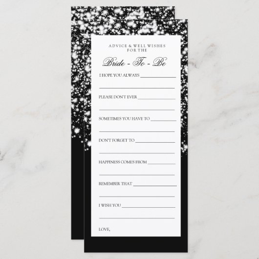 Brautparty Advice Cards Silver Midnight Glam (Vorne/Hinten)