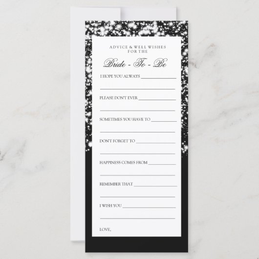 Brautparty Advice Cards Silver Midnight Glam (Vorderseite)