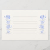 Brautparty Advice Game Tee Set China Lace Gold Briefpapier (Rückseite)