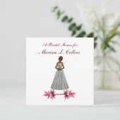 "Brautparty" African-Amer Bride [2] mit dunklem Bu Einladung (Stehend Vorderseite)