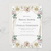 Brautparty | Alabaster Blush Floral Einladung (Vorne/Hinten)