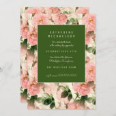 Brautparty | Alt modische Cabbage-Rose Einladung (Vorne/Hinten)