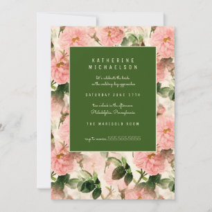 Brautparty   Alt modische Cabbage-Rose Einladung