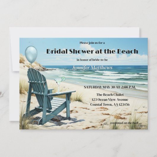 Brautparty am Strand Einladung (Vorderseite)