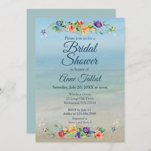 Brautparty am Strand Einladung (Vorne/Hinten)