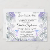 Brautparty Amethyst Tropische Blattfarbe Einladung (Vorderseite)