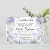 Brautparty Amethyst Tropische Blattfarbe Einladung (Stehend Vorderseite)