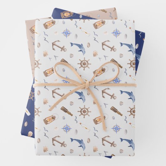 Brautparty an der blauen Küste Geschenkpapier Set (Beispiel)