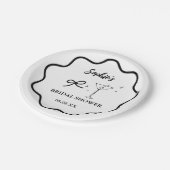 Brautparty an der schwarzen und weißen Ränder Pappteller (Schrägansicht)