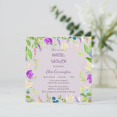 Brautparty an der Wasserfarben Orchid Einladung (Stehend Vorderseite)