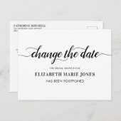 Brautparty ändert das Datum der Eleganten Typograf Ankündigungspostkarte (Vorne/Hinten)