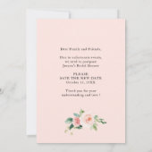 Brautparty ändert das Datum Rosa Blume Einladung (Rückseite)