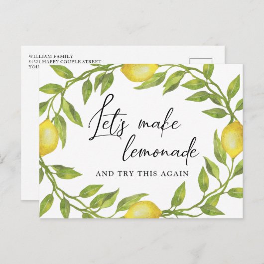 Brautparty ändert das Datum Zitronengrün Postkarte (Vorne/Hinten)