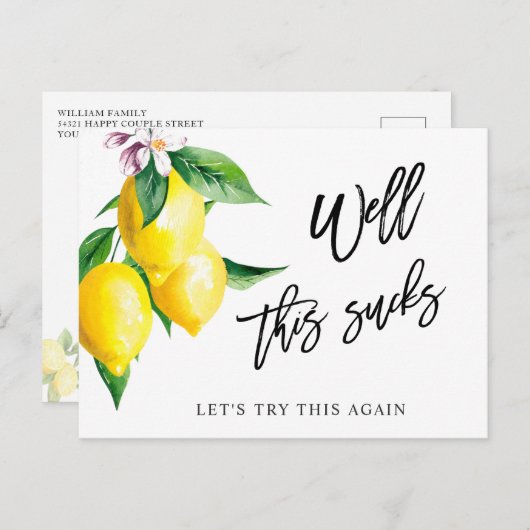 Brautparty ändert das Datum Zitronengrün Postkarte (Vorne/Hinten)