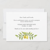 Brautparty Änderung der Pläne Lemons Grüne Einladung (Rückseite)