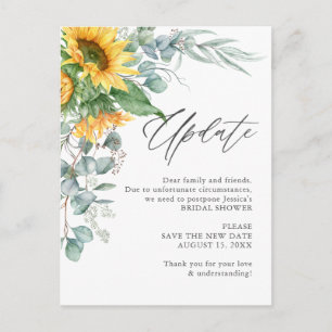 Brautparty Änderung der Pläne Sonnenblume Eukalypt Postkarte