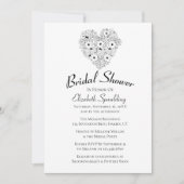 Brautparty Anemones Schwarz-weiße Blume Einladung (Vorderseite)