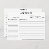 Brautparty Appetizer Rezept Karte (Vorne/Hinten)