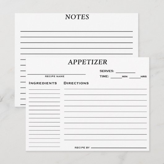 Brautparty Appetizer Rezept Karte (Vorne/Hinten)