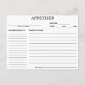 Brautparty Appetizer Rezept Karte (Vorderseite)