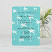 Brautparty Aqua and White Palm Trees Einladung (Stehend Vorderseite)