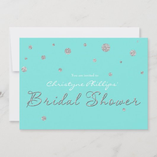 BRAUTPARTY Aqua Blue Silver Glitzer Moderne Karte (Vorderseite)