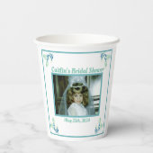 Brautparty Aqua Foto Pappbecher (Rückseite)