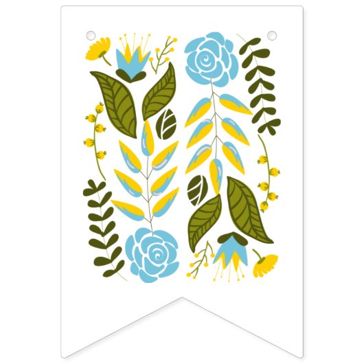 Brautparty Aqua, gelbe Blumen Hochzeit Blumen Wimpelkette (Erste Fahne)