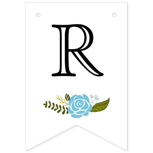 Brautparty Aqua, gelbe Blumen Hochzeit Blumen Wimpelkette (Dritte Fahne)