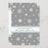 Brautparty Aqua Grau Schneeflocken Einladung (Vorne/Hinten)