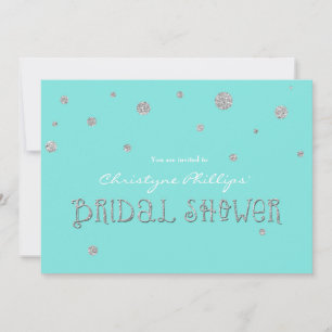 Brautparty Aqua- und Silber-Glitter-Moderne Karte