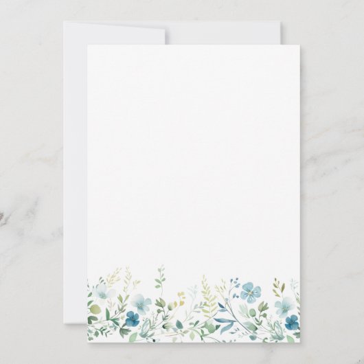 Brautparty aquamarin Blue Wildblumen Einladung (Rückseite)