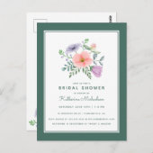Brautparty | Aquarell Blume Bouquet Postkarte (Vorne/Hinten)