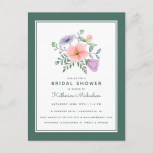 Brautparty   Aquarell Blume Bouquet Postkarte