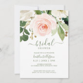 Brautparty Aquarell Bouquet Blush Pink Einladung (Vorderseite)